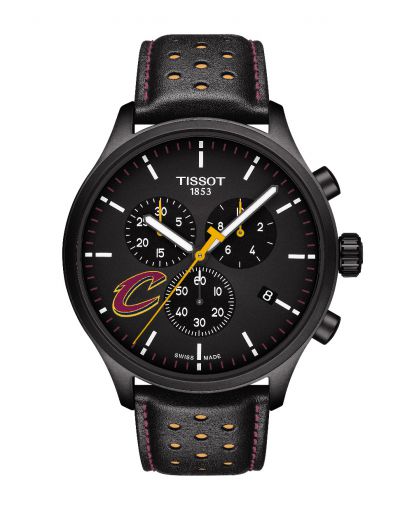 Chrono XL NBA Teams Special Chicago Cleveland Cavaliers Edition Black Dial Leather Strap Men's Watch