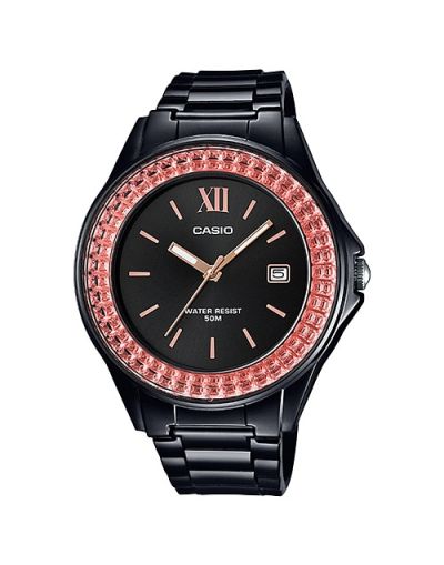 CASIO BLACK DIAL WITH DATE & BLACK RUBBER STRAP WOMEN'S WATCH