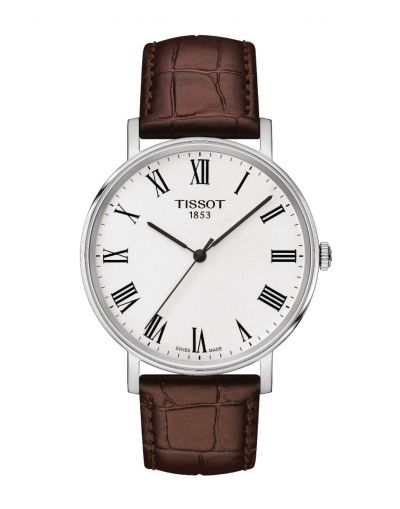 Tissot Everytime Medium Silver Dial - Brown Leather Strap Men's Watch