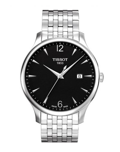 TISSOT TRADITION BLACK DIAL WITH SILVER BRACELET MEN'S WATCH