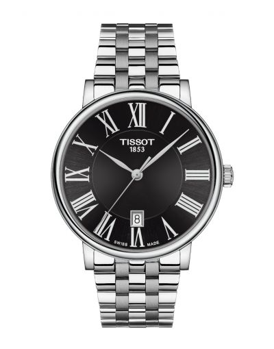 Tissot Carson Premium Quartz Black Dial Grey Bracelet Men's Watch