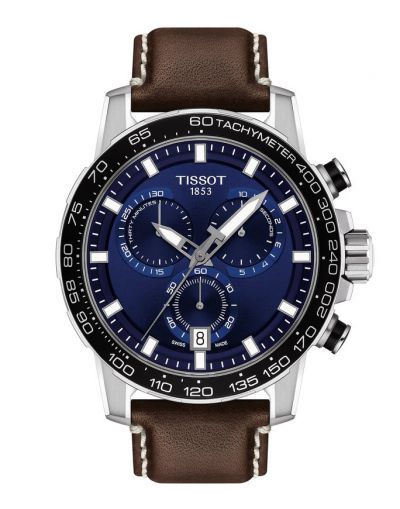 TISSOT SUPERSPORT CHRONO BLUE DIAL - BROWN LEATHER STRAP MEN'S WATCH