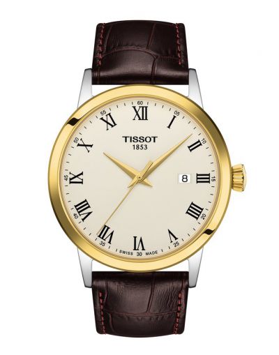 TISSOT CLASSIC DREAM CREAM COLOUR DIAL WITH BROWN LEATHER STRAP MEN'S WATCH