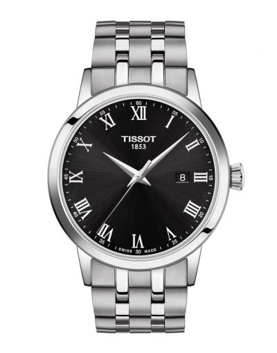 TISSOT CLASSIC DREAM BLACK DIAL WITH GREY BRACELET MEN'S WATCH