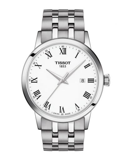 TISSOT CLASSIC DREAM WHITE DIAL WITH GREY BRACELET MEN'S WATCH