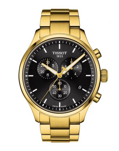 TISSOT CHRONO XL CLASSIC BLACK DIAL - YELLOW GOLD BRACELET MEN'S WATCH