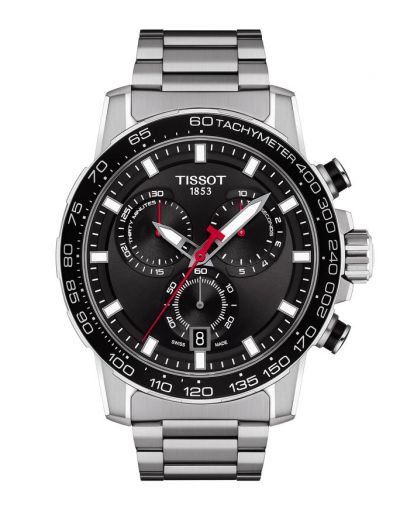 TISSOT SUPERSPORT CHRONO BLACK DIAL - GREY BRACELET MEN'S WATCH 