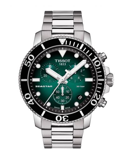 NEW TISSOT SEASTAR 1000 QUARTZ CHRONOGRAPH GREEN DIAL MEN'S WATCH