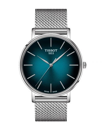 TISSOT EVERYTIME 40MM GREEN DIAL WITH GREY STAINLESS STEEL BRACELET MEN'S WATCH