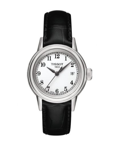 TISSOT CARSON WHITE DIAL WITH BLACK LEATHER STRAP WOMEN'S WATCH