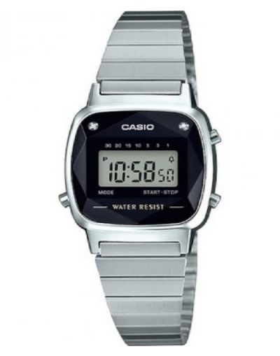 Casio Vintage Black Dial with Silver Bracelet Men's Watch