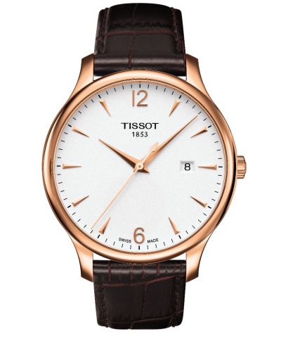 Tradition Quartz Silver Dial Brown Leather Strap Men's Watch