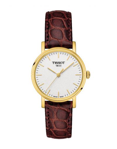 Everytime Quartz Small - Silver Dial Brown Leather Strap Women's Watch