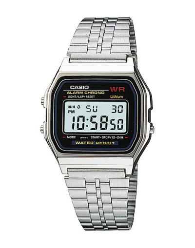 Casio Vintage Youth Black Dial with Silver Bracelet Men's Watch
