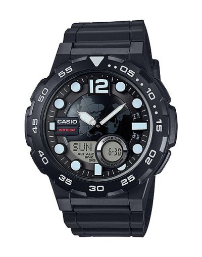 Casio Digital Youth Black Dial with Black Rubber Strap Men's Watch 