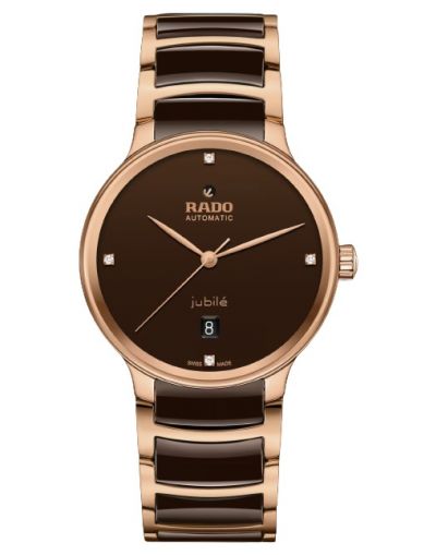 RADO CENTRIX AUTOMATIC BROWN DIAL WITH DATE & 4 DIAMONDS MEN'S WATCH