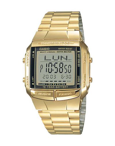 Casio Data Bank DB-360G-9ADF Grey Dial with Golden Bracelet Men's Watch
