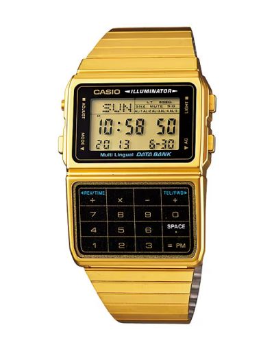 CASIO DIGITAL CALCULATOR WATCH WITH GOLDEN BRACELET MEN'S WATCH