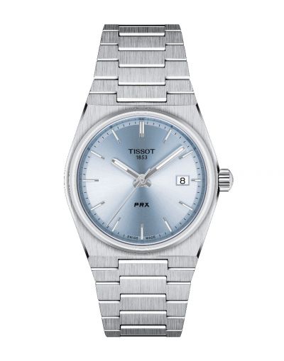 NEW TISSOT PRX 35MM LIGHT BLUE DIAL WITH GREY BRACELET WOMEN'S WATCH