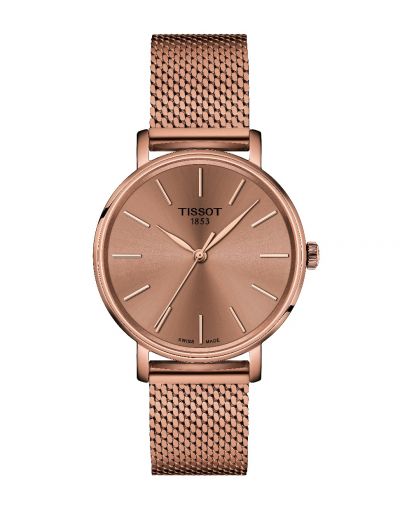 TISSOT EVERYTIME 34MM PINK DIAL WITH ROSE GOLD BRACELET WOMEN'S WATCH