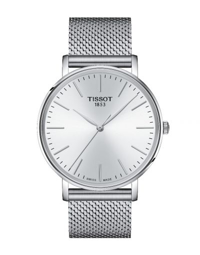 TISSOT EVERYTIME 40MM WHITE DIAL WITH GREY BRACELET MEN'S WATCH