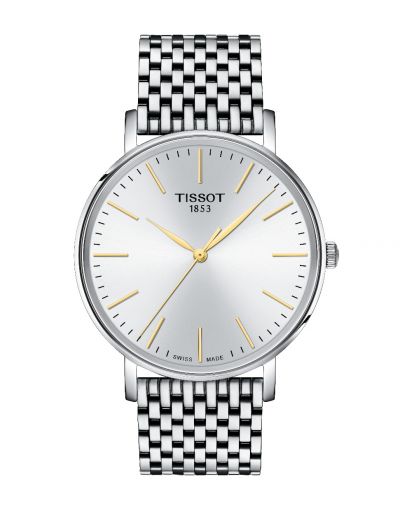 TISSOT EVERTYTIME 40MM WHITE DIAL WITH GREY BRACELET MEN'S WATCH