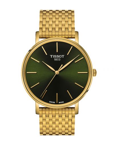 TISSOT EVERYTIME 40MM GREEN DIAL WITH GOLDEN BRACELET MEN'S WATCH