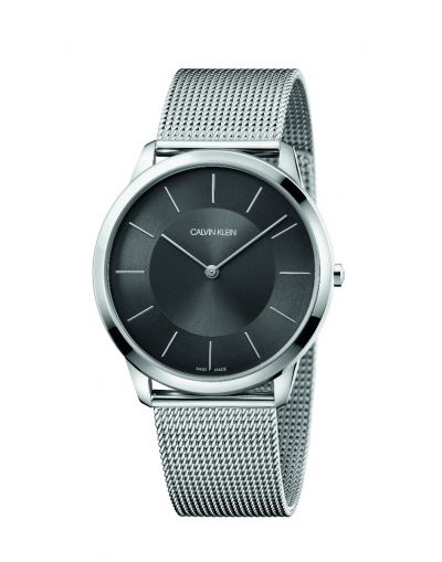 Minimal Quartz Black Dial - Grey Mesh Bracelet Men's Watch