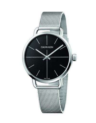 Calvin Klein Even Extension Quartz Black Dial Silver Stainless Bracelet Men's Watch 