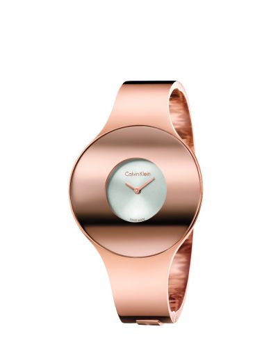 Calvin Klein Seamless Quartz Silver Dial PVD Rose Plated Metal Bracelet Women's Watch