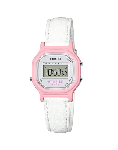 CASIO WHITE DIGITAL DIAL WITH WHITE LEATHER STRAP WOMEN'S WATCH
