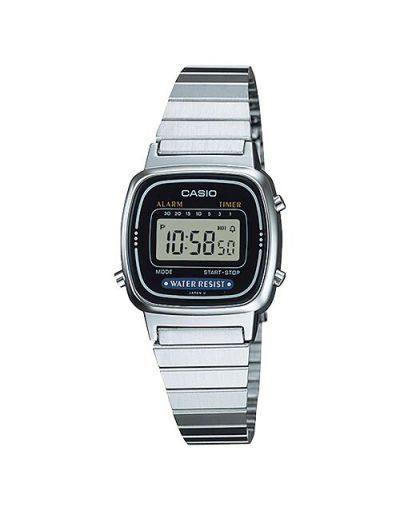 Casio Vintage Youth Black Dial with Silver Bracelet Men's Watch