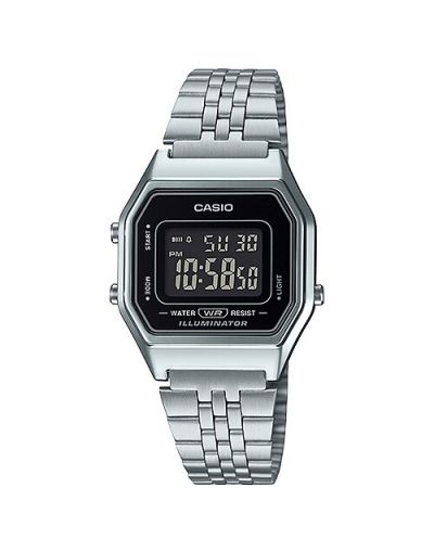 Casio Digital Youth Black Dial with Silver Bracelet Women's Watch