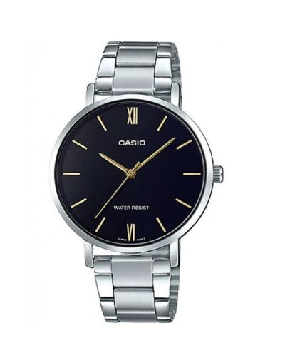 CASIO BLACK DIAL WITH SILVER BRACELET WOMEN'S WATCH