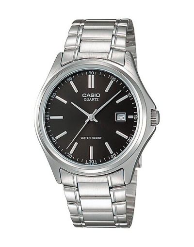 Casio Enticer Black Dial with Date and Silver Bracelet Men's Watch