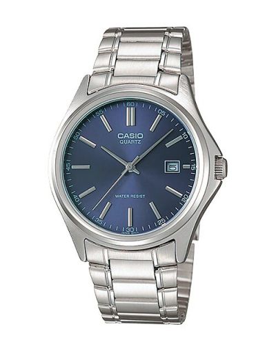 Casio Enticer Blue Dial with Date and Silver Bracelet Men's Watch