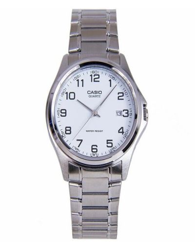 CASIO WHITE DIAL WITH DATE & SILVER BRACELET MEN'S WATCH