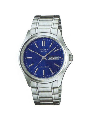 Casio Enticer Blue Dial With Silver Bracelet Men's Watch