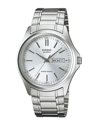 CASIO SILVER DIAL WITH DAY & DATE WITH SILVER BRACELET MEN'S WATCH