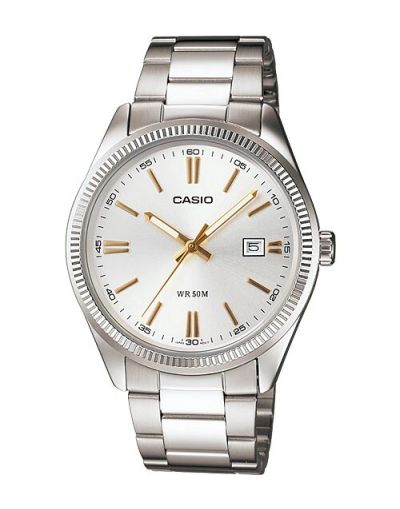 CASIO SILVER DIAL WITH DATE & SILVER BRACELET MEN'S WATCH