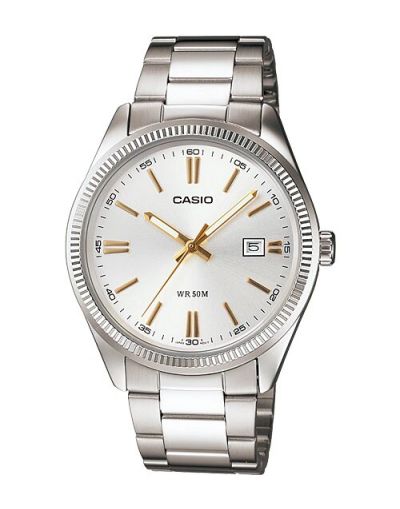 CASIO SILVER DIAL WITH DATE & SILVER BRACELET MEN'S WATCH