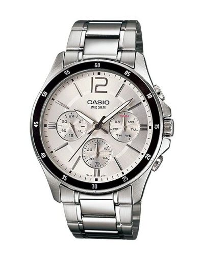 Casio Enticer Silver Chronograph Dial with Silver Bracelet Men's Watch