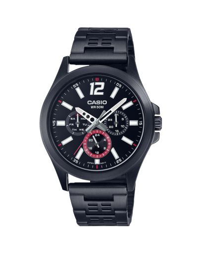 CASIO BLACK DIAL WITH DATE, DAY & 24 INDICATOR MEN'S WATCH