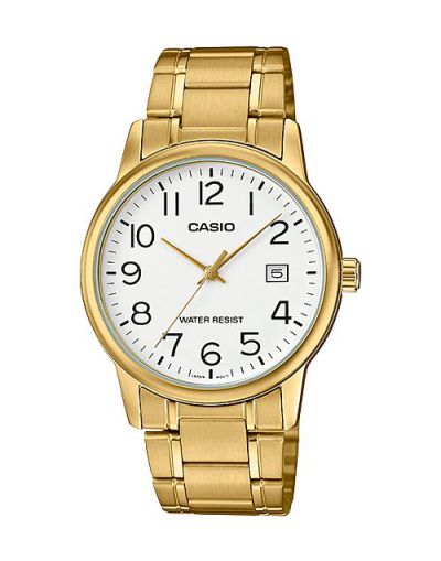Casio Anlog White Dial with Golden Bracelet Men's Watch