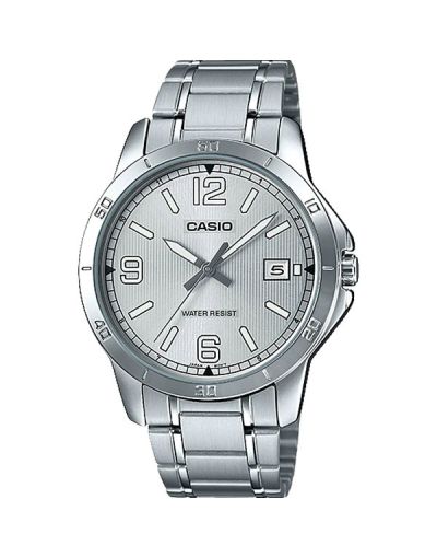 CASIO SILVER DIAL WITH DATE & SILVER BRACELET MEN'S WATCH