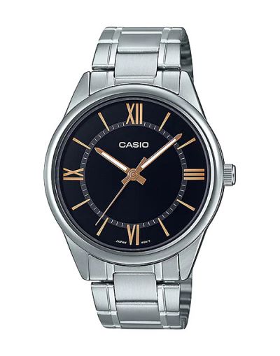 CASIO BLACK DIAL WITH SILVER BRACELET MEN'S WATCH