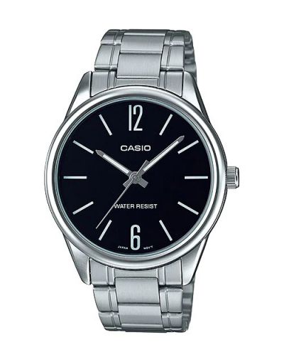 CASIO BLACK DIAL WITH SILVER BRACELET MEN'S WATCH