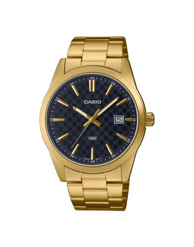 CASIO BLACK DIAL WITH DATE & GOLDEN BRACELET MEN'S WATCH