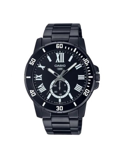 CASIO BLACK ROMAN DIAL WITH BLACK BRACELET MEN'S WATCH