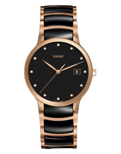 RADO CENTRIX BLACK DIAL WITH DATE & 12 DIAMONDS MEN'S WATCH